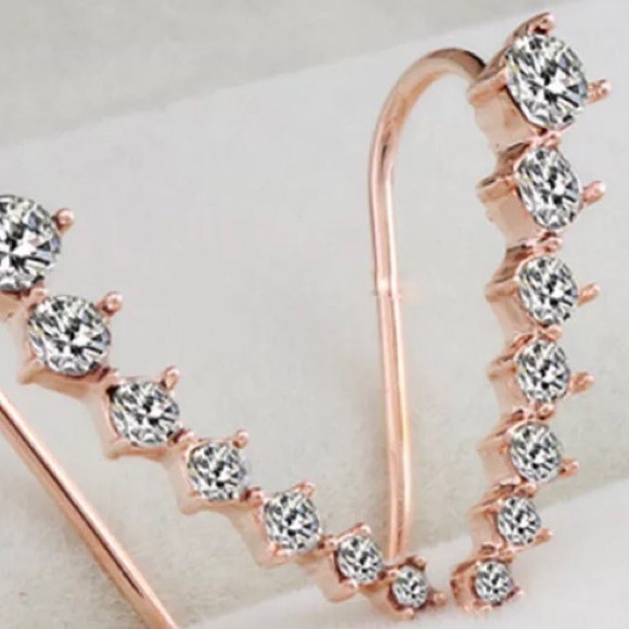 GORGEOUS!💎💙💎NEW! ROSE💗💛GOLD CLIMBER EARRINGS! - Picture 5 of 7